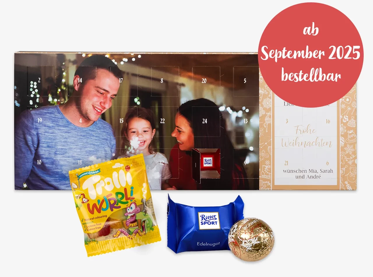Bereitet euren Liebsten mit einem personalisierten Adventskalender Lindt ein besonderes Vorweihnachtsgeschenk! In der ROSSMANN Fotowelt könnt ihr euren Adventskalender individuell gestalten und eure Lieblingsfüllung wählen.
