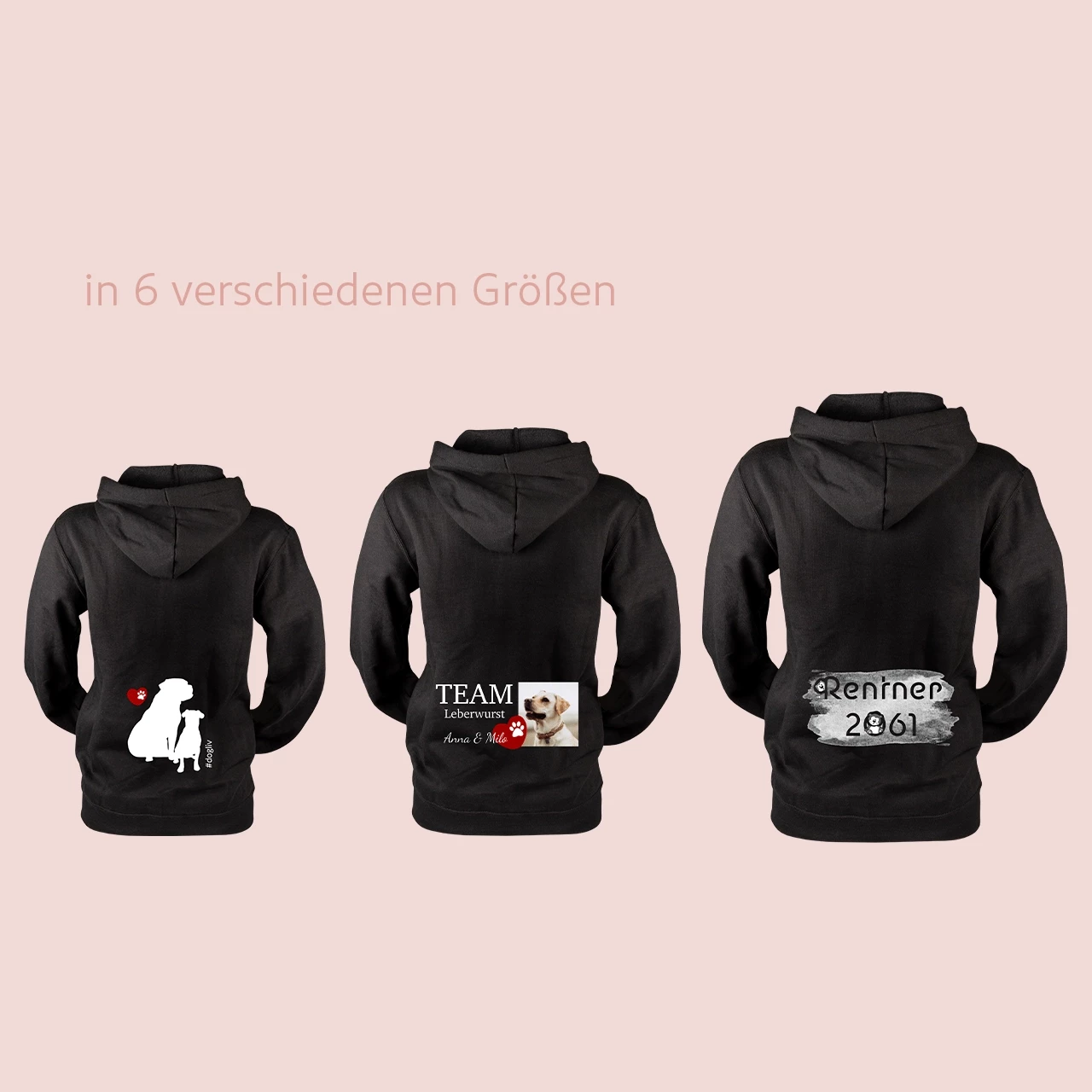 Wenn ihr eine Sweatjacke in der ROSSMANN Fotowelt bedrucken lassen wollt, könnt ihr zwischen 6 verschiedenen Größen wählen, die von XS bis XXL reichen.