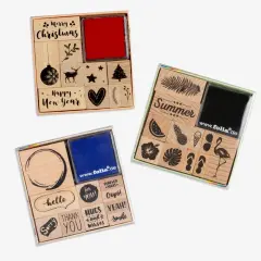 Jetzt Holzstempel bestellen. Pro Set sind zwei unterschiedlich farbige, hochwertige Stempelkissen beigelegt, die einen langen bunten Stempelspaß garantieren.