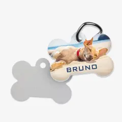 Personalisiert die Vorderseite der Hundemarke mit Foto und Namen eurer Fellnase! Die Aluminium-Rückseite bleibt unbedruckt.